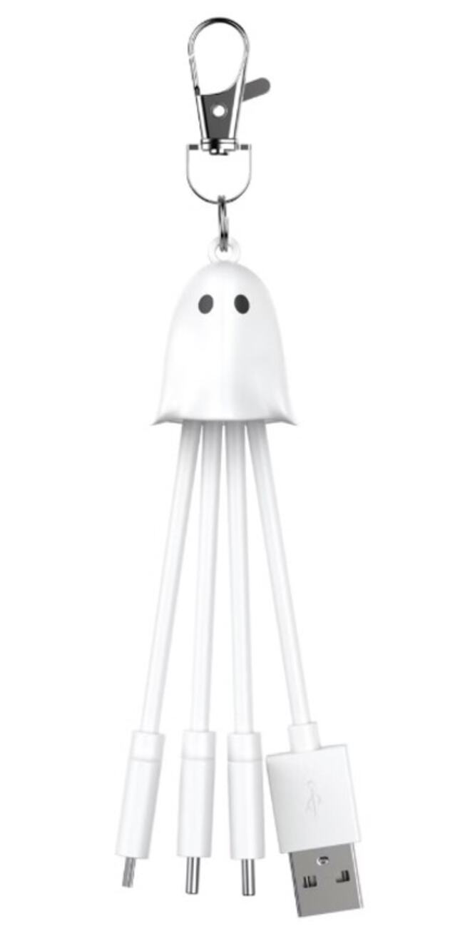 GEMS Figural Keychain Charger Cable Ghost Halloween NEW